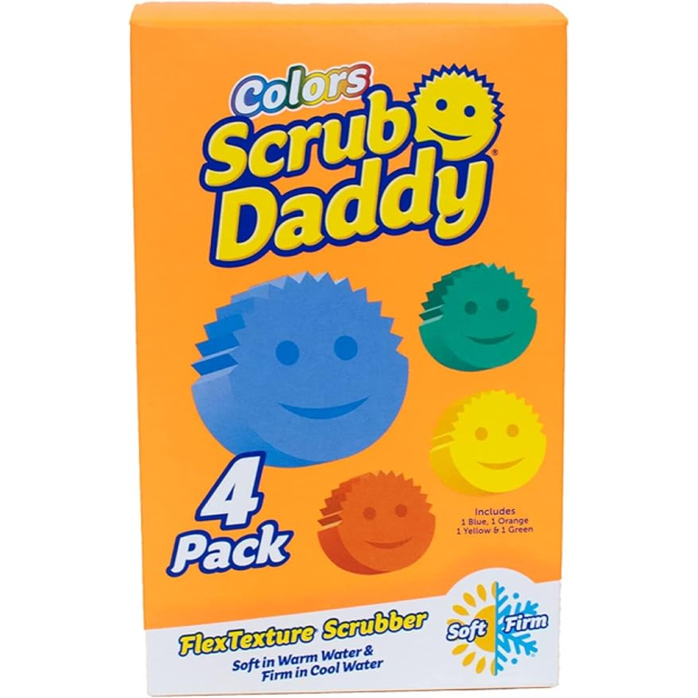Губка Scrub Daddy Colors жовта+зелена+червона+блакитна, 4шт