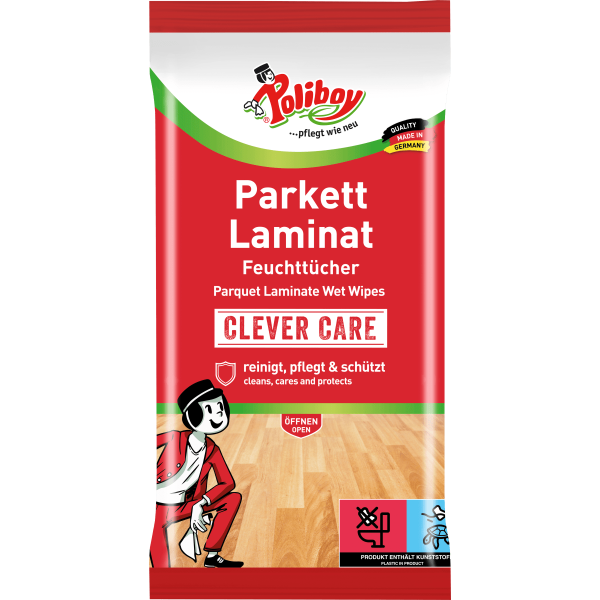 Вологі серветки для паркету та ламінату Poliboy Feuchte Bodentücher Parkett & Laminat, 15 шт