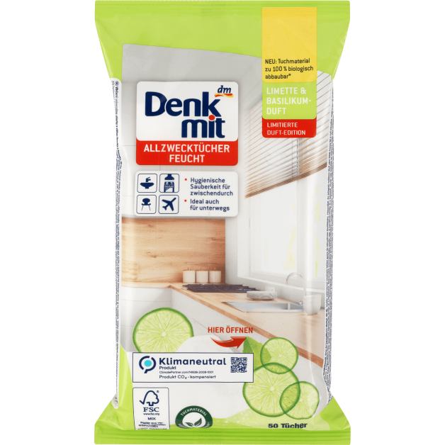 Denkmit серветки для прибирання Limette & Basilikum 50шт.