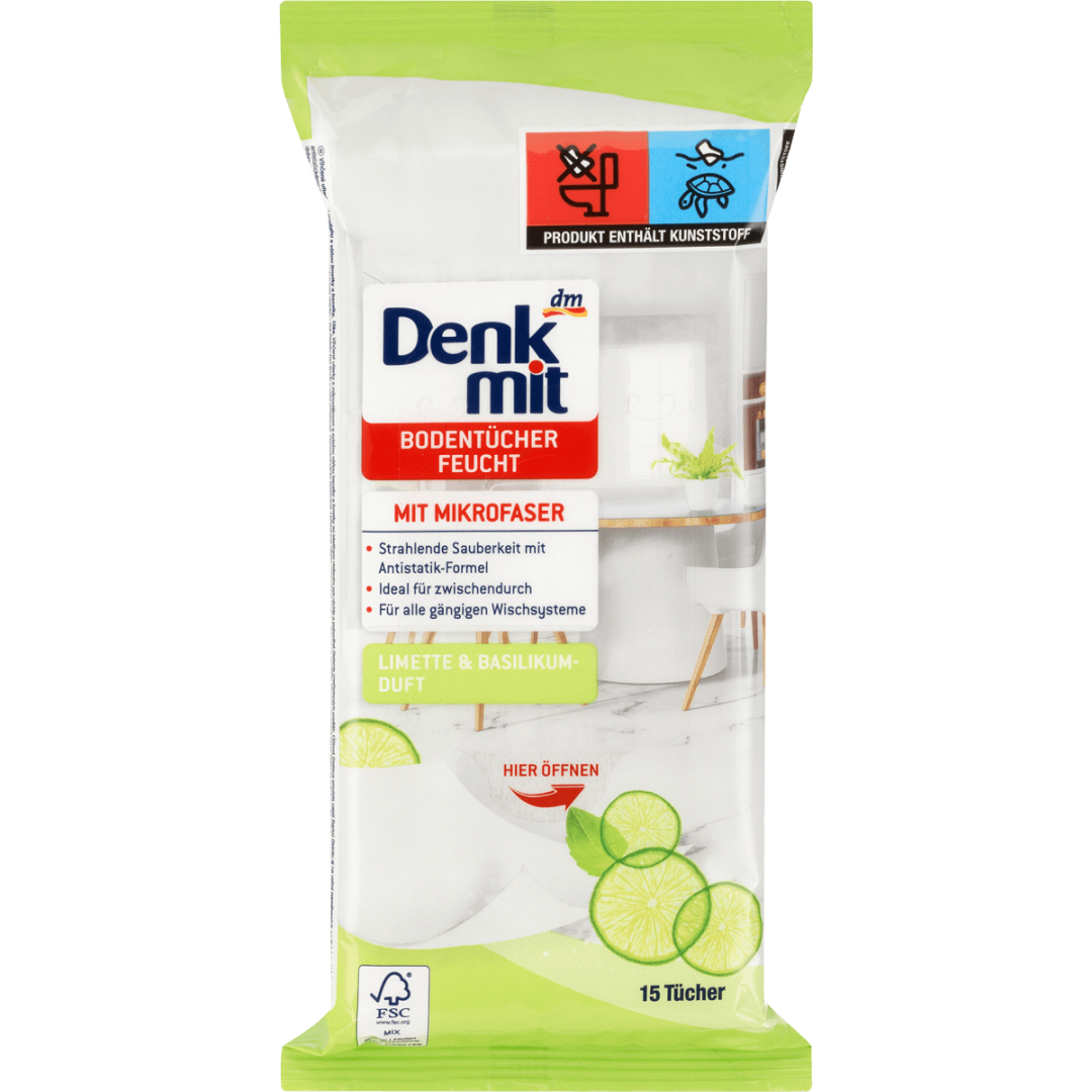 Denkmit серветки для підлоги  Limette & Basilikum 15шт.