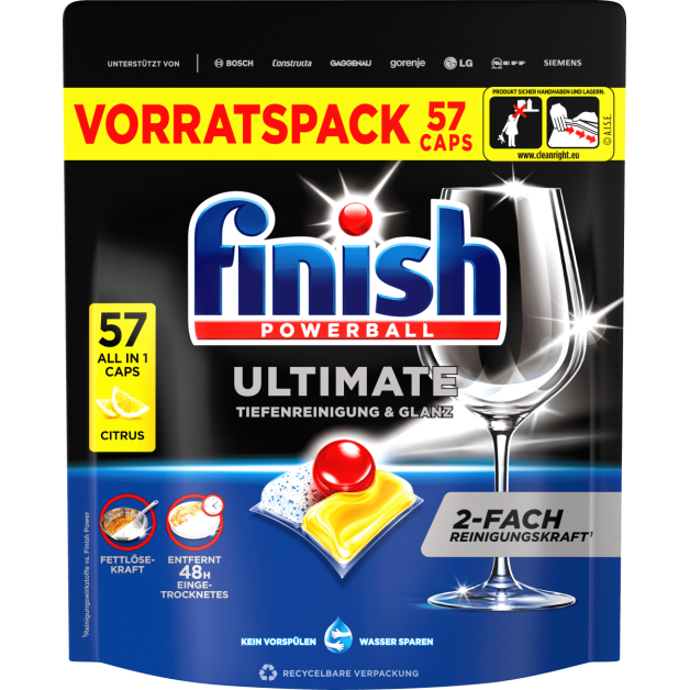 Капсули для посудомийки цитрус Finish Ultimate, 57 шт.