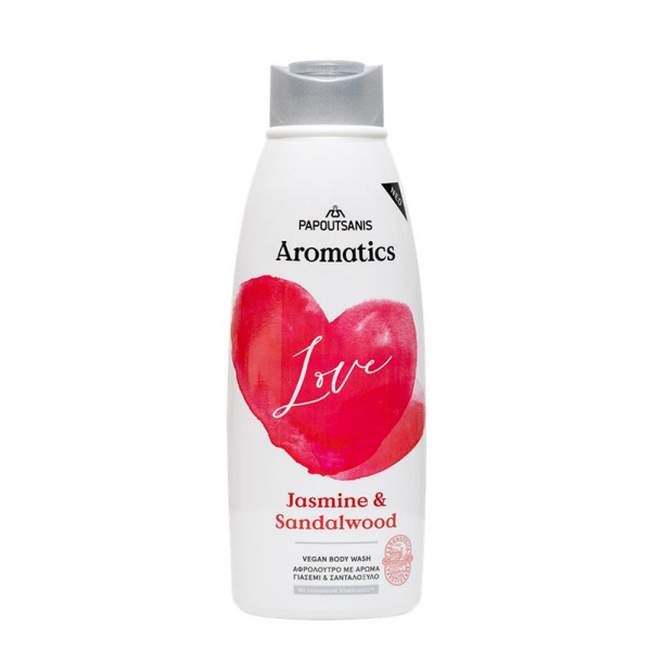 Гель ля душу ваніль та сандалове дерево PAPOUTSANIS Aromatics Love Vegan Body Wash Vanil& Sandalwood 600ml