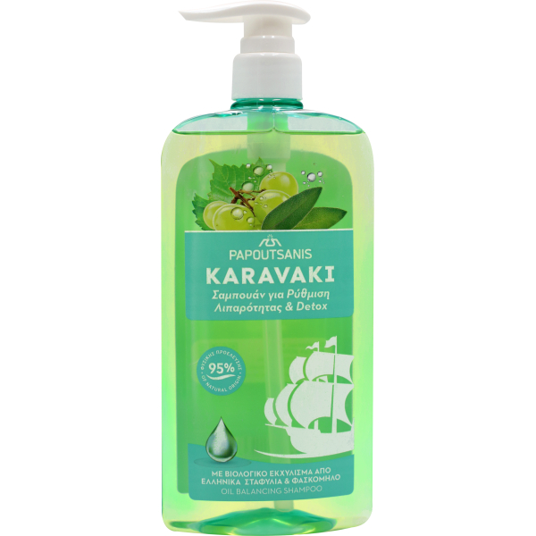 Шампунь Papoutsanis Karavaki Oil Balance & Detox Shampoo для жирного волосся 600 мл