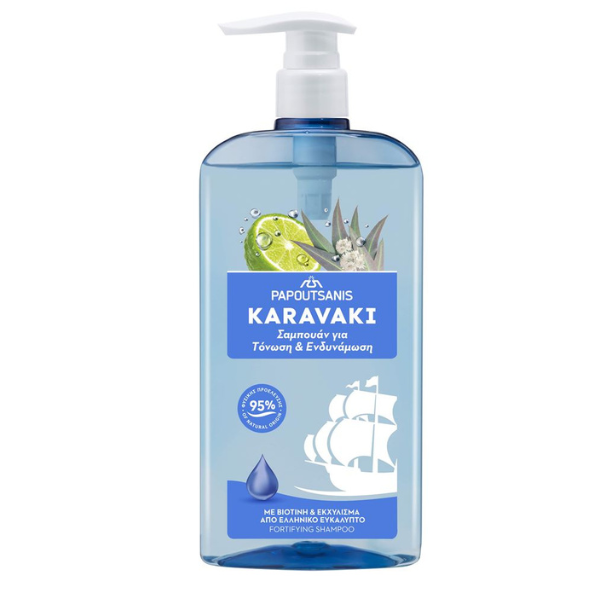 Шампунь для волосся BOOST & STRENGTH - KARAVAKI Papoutsanis, PUMP 600мл.