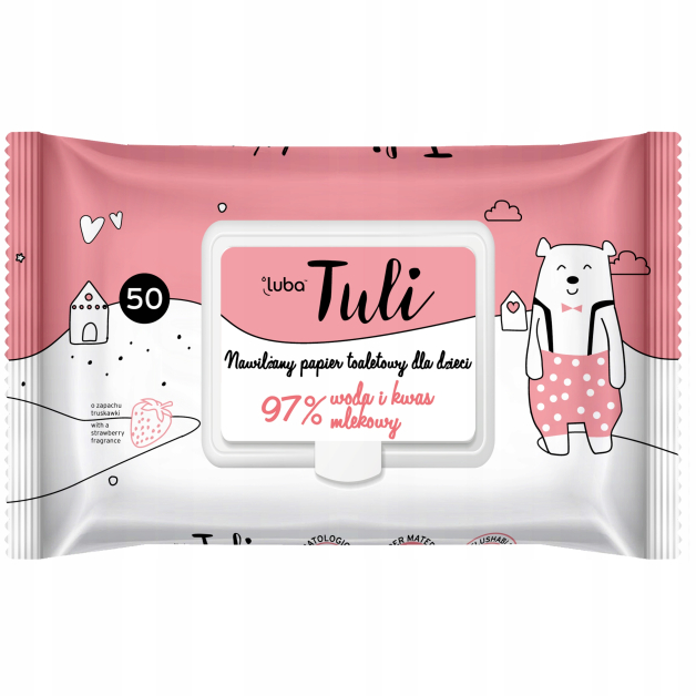 Зволожений туалетний папір для дітей Полуничка Luba Tuli 50 шт