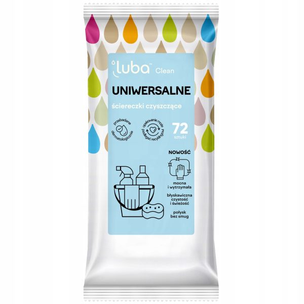 Серветки вологі для прибирання Універсальні Luba Clean, 72 шт