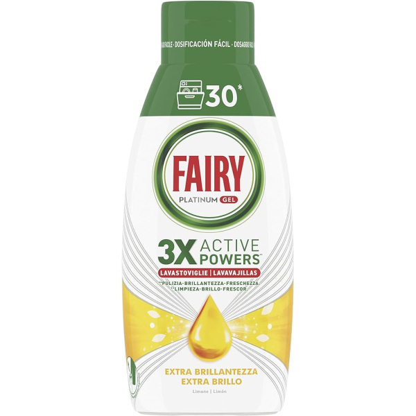 Гель для миття посуду в посудомийних машинах Fairy Platinum Gel лимон 30 доз 650 мл