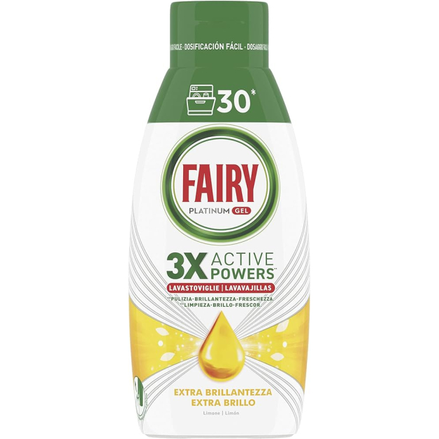 Гель для миття посуду в посудомийних машинах Fairy Platinum Gel лимон 30 доз 650 мл