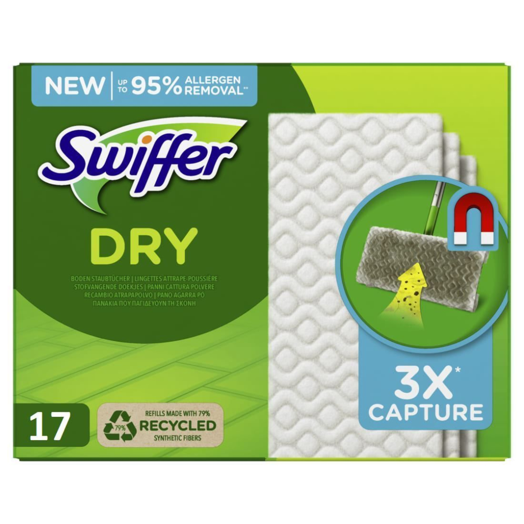Змінні серветки для швабри Swiffer DRY CATTURA 21X26 см, 17 шт