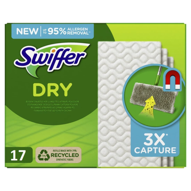 Змінні серветки для швабри Swiffer DRY CATTURA 21X26 см, 17 шт