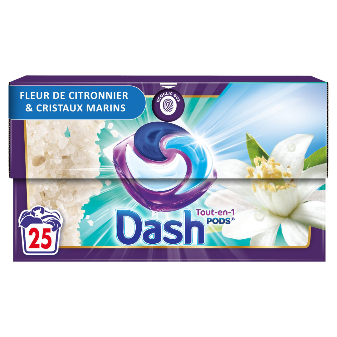 Капсули для прання DASH SALVA COLORE Лимонний цвіт і морські кристали 25 шт