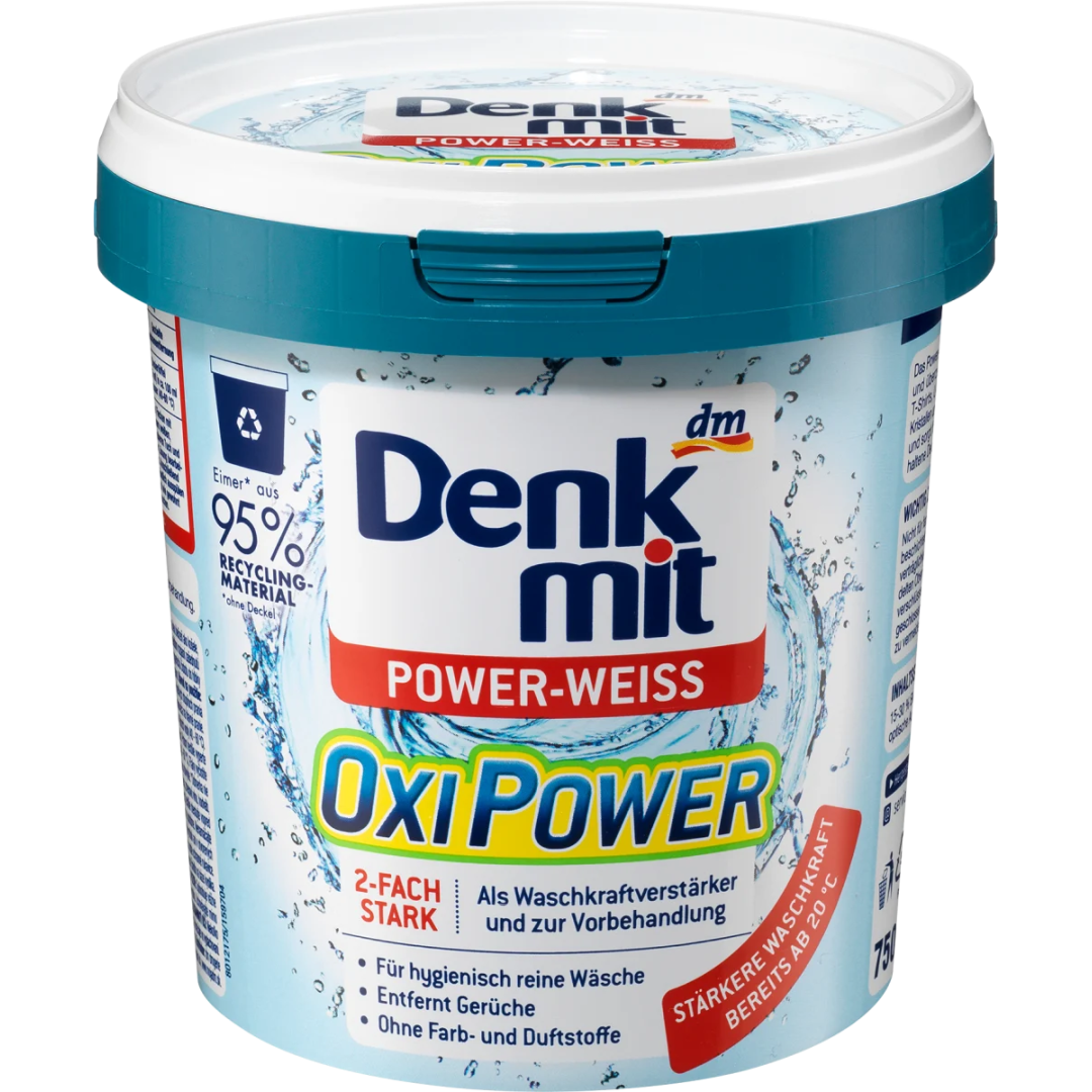 Denkmit кисневий плямовивідник для білих речей Oxi Power 750 г