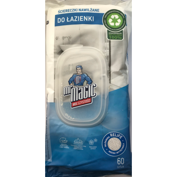 Вологі серветки для ванної MrMagic 60 шт