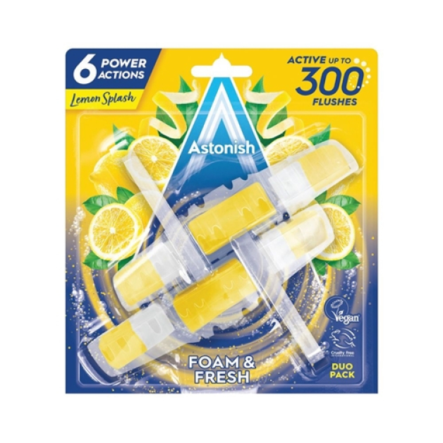 ASTONISH блоки для чищення унітазів з ароматом лимона, 2 шт.