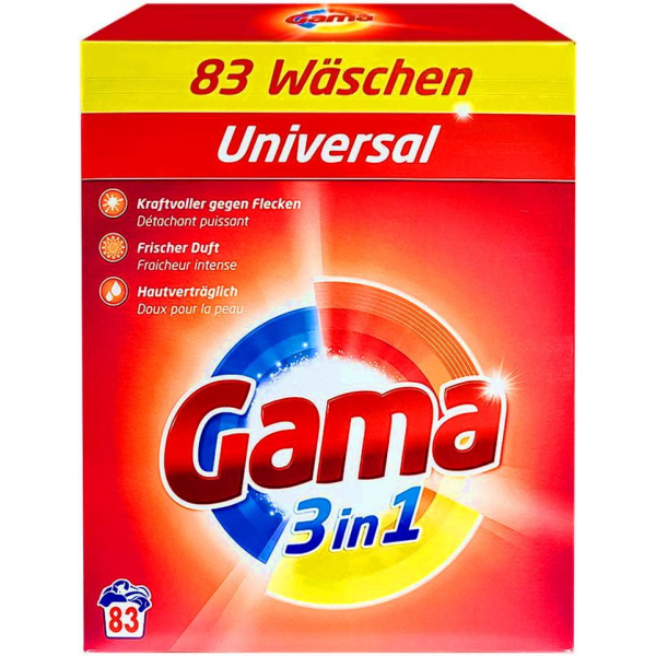 Порошок для прання білизни Gama 3в1 Універсальний, 4.98 кг (83 прання)