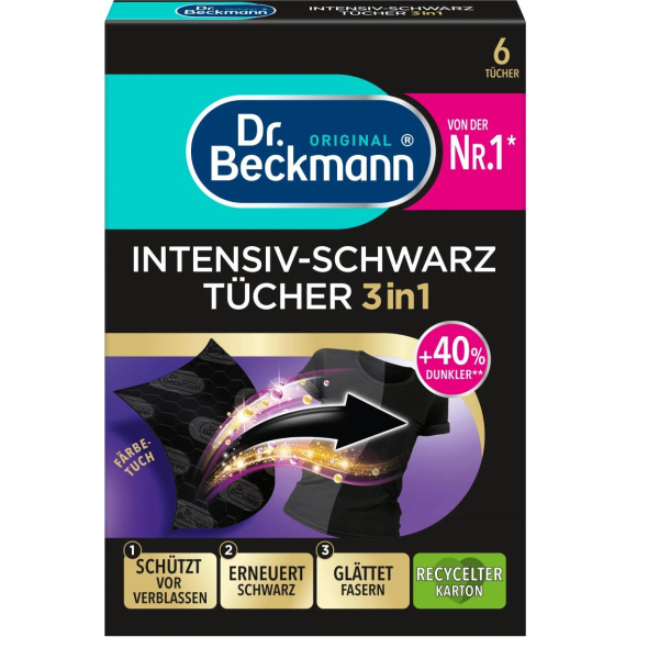 Серветки для відновлення чорного кольору 3в1 Dr.Beckmann, 6шт