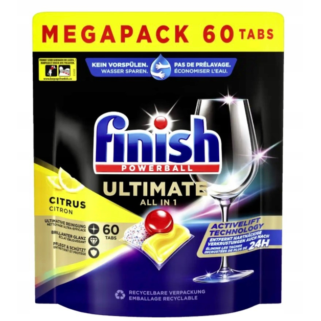 Finish ultimate powerball для посудомийної машини 60шт
