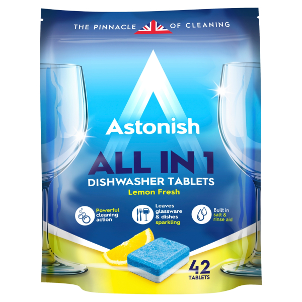 Таблетки для посудомийних машин з ароматом лимона Astonish All In 1, 42 шт.