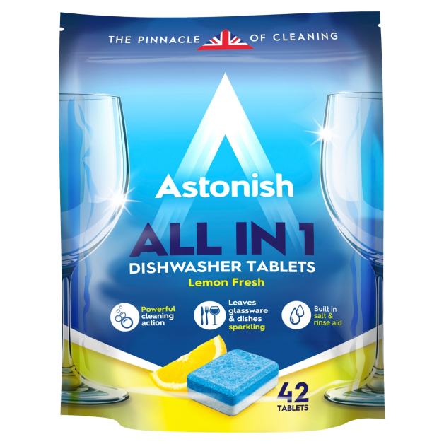 Таблетки для посудомийних машин з ароматом лимона Astonish All In 1, 42 шт.