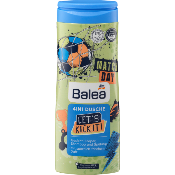Дитячий гель для душу та шампунь Balea 4in1 Let’s kick it! 300 мл
