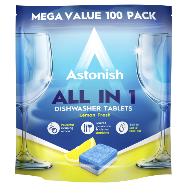 Таблетки для посудомийних машин Astonish Все в одному 100 шт.