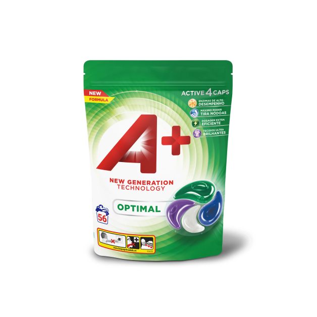 Капсули для прання А + 4в1 Optimal для всіх типів тканин 56 шт