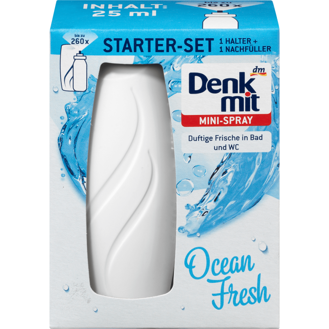 Освіжувач повітря міні-спрей Denkmit Ocean Fresh, стартовий набір, 25 мл