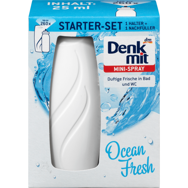Освіжувач повітря міні-спрей Denkmit Ocean Fresh, стартовий набір, 25 мл
