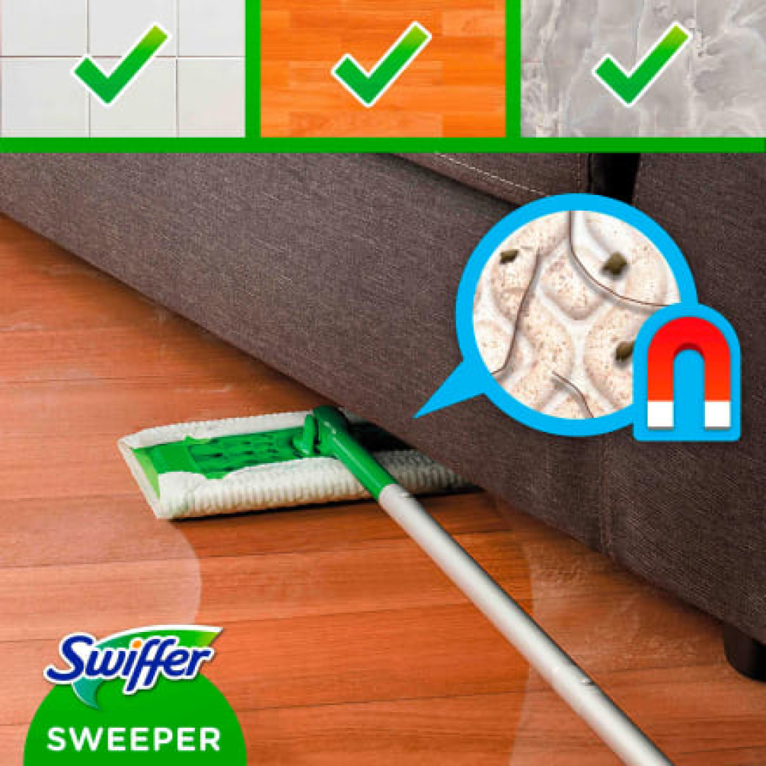 Швабра для миття підлоги Swiffer Kit плюс 8 сухих і 3 вологих серветки для збирання пилу з підлоги