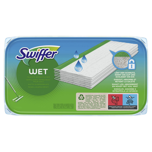 Змінні вологі серветки для швабри Swiffer Wet з ароматом Лимону 12 шт