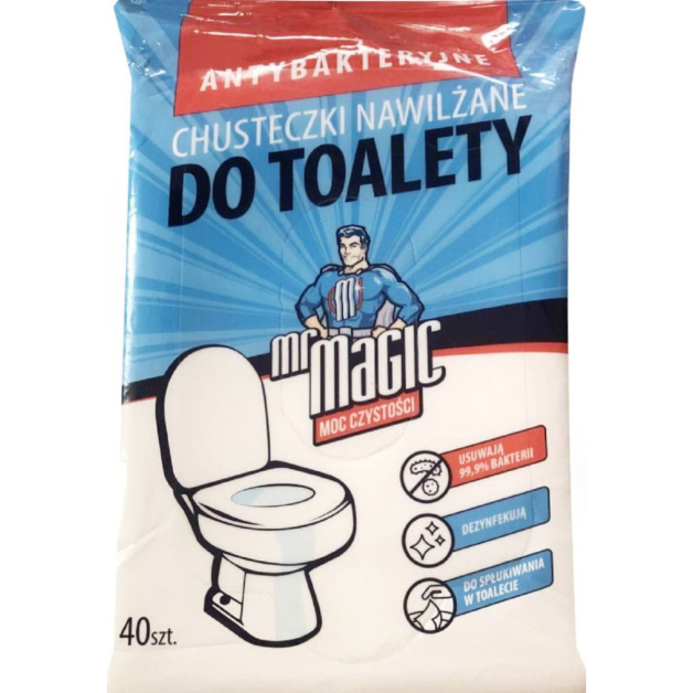 Вологі серветки для туалету Mr Magic Antibacterial 40 шт