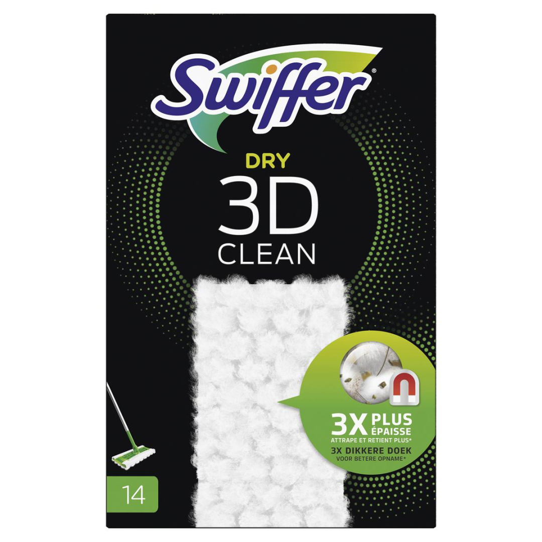 Запаски для швабри Swiffer cухі ганчірки для підлоги 3D Refill Pack, 14 шт