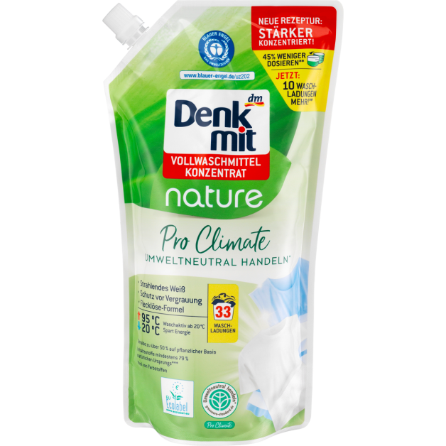 Гель для прання білих речей безфосфатний Denkmit Nature, 33 прання, 1 л