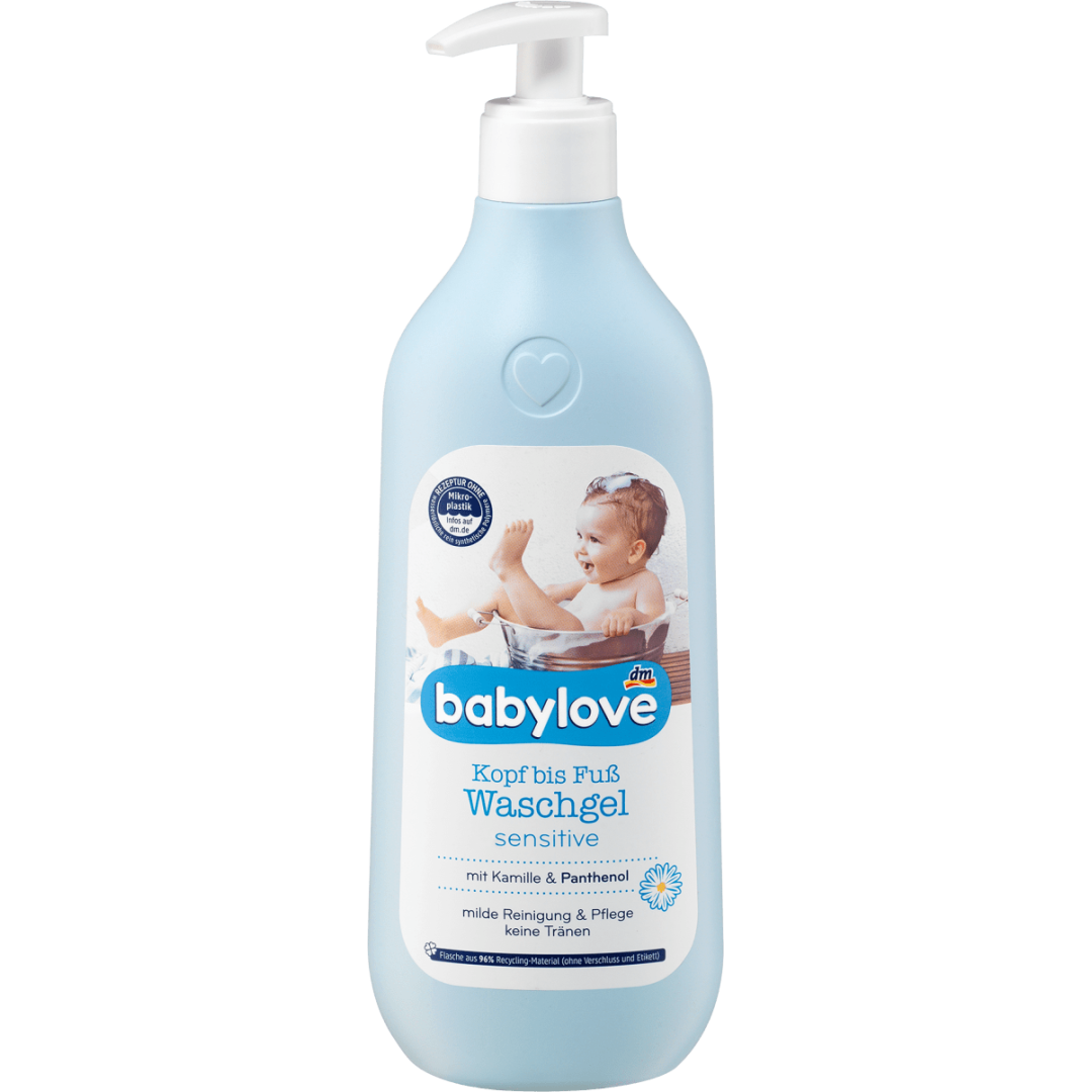 Дитячий гель для купання babylove Baby Waschgel Kopf bis Fuß sensitive 500 мл