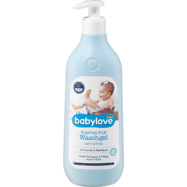 Дитячий гель для купання babylove Baby Waschgel Kopf bis Fuß sensitive 500 мл