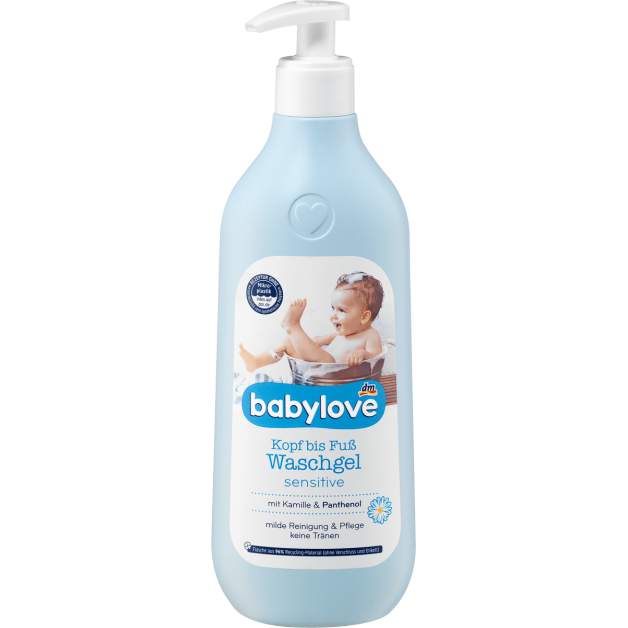 Дитячий гель для купання babylove Baby Waschgel Kopf bis Fuß sensitive 500 мл