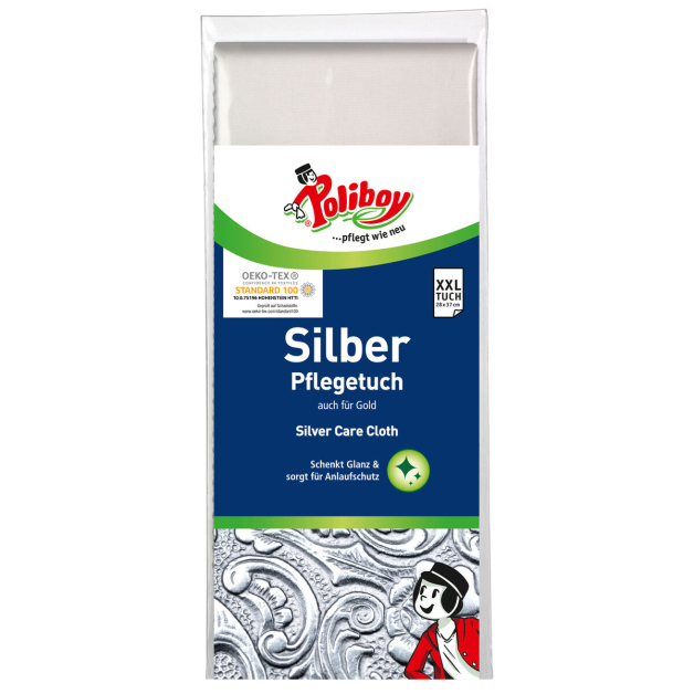 Серветка багаторазова для чищення срібла та золота Poliboy Silber Pflege, Tuch für Silber & Gold, 1 шт