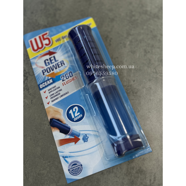 Освіжувач для унітазу з аплікатором шприц океан W5 Ocean, 12 аплікацій, 75 мл, 260 змивань