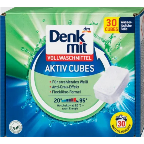 Таблетки для прання білих речей Denkmit Vollwaschmittel Cubes, 30 шт
