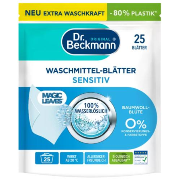 Cерветки для прання без барвників та консервантів Dr.BECKMANN sensetiv, 25 шт
