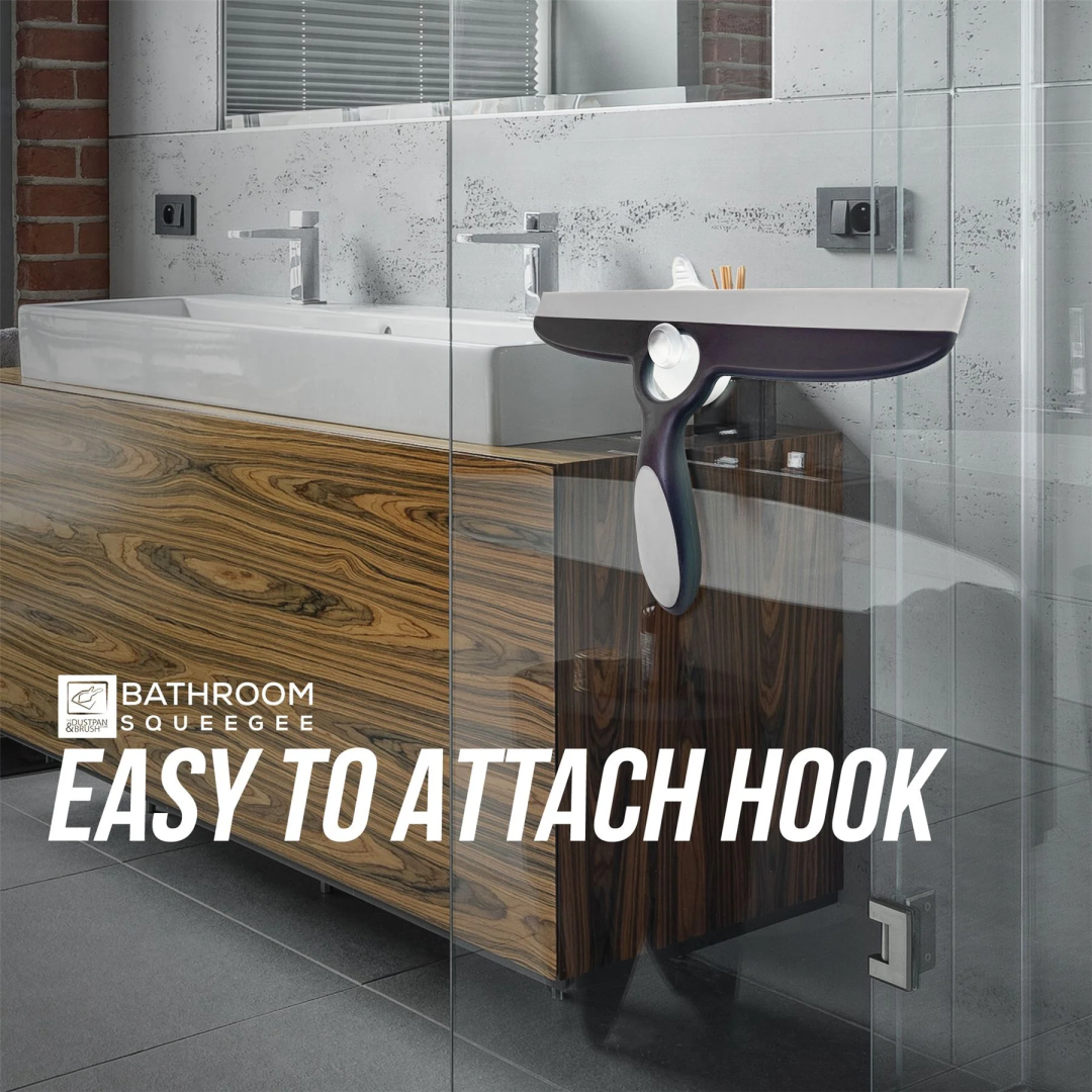 Силіконовий шкребок для скла та душових кабін Deluxe Smooth Grey Shower Squeegee with Wall Hooks