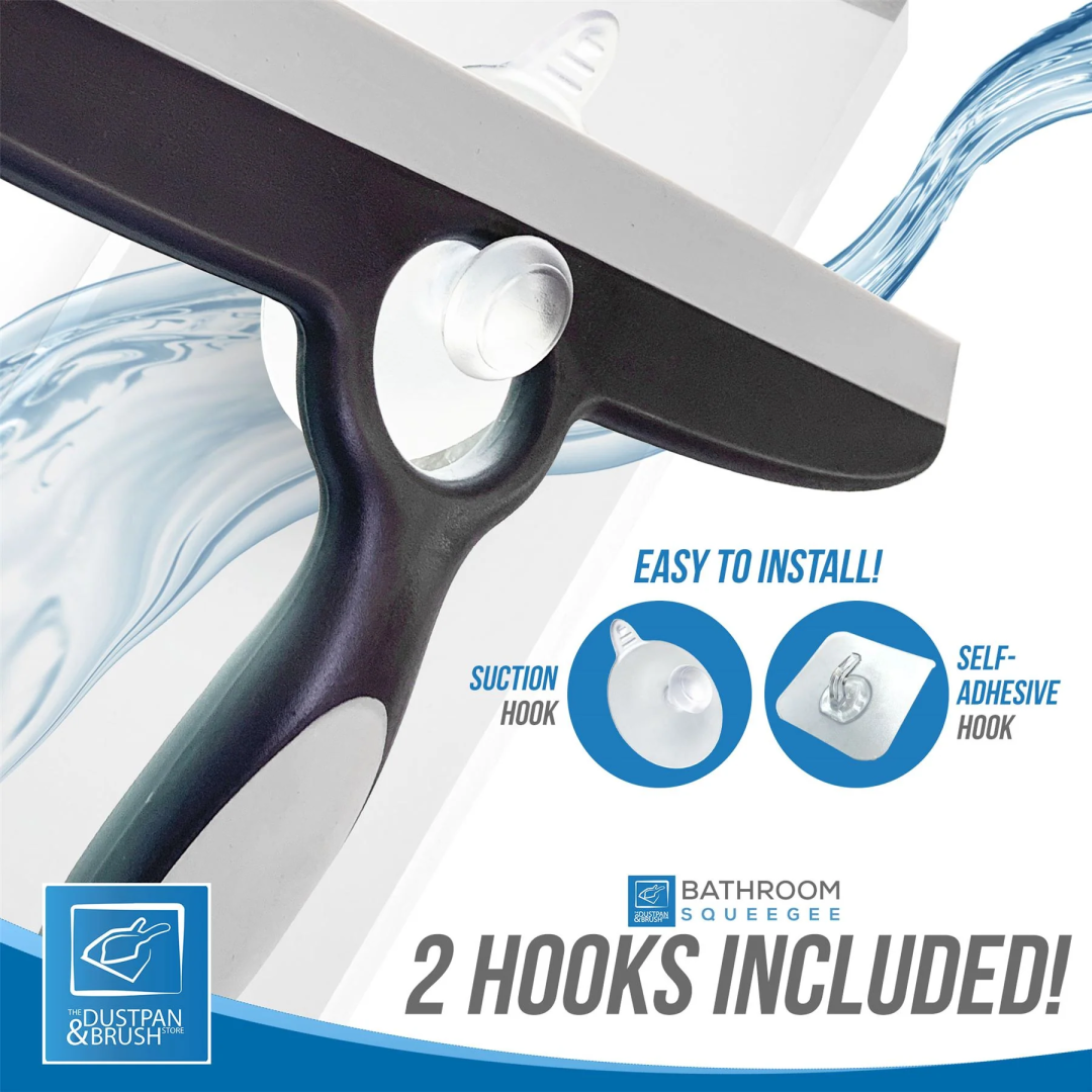 Силіконовий шкребок для скла та душових кабін Deluxe Smooth Grey Shower Squeegee with Wall Hooks