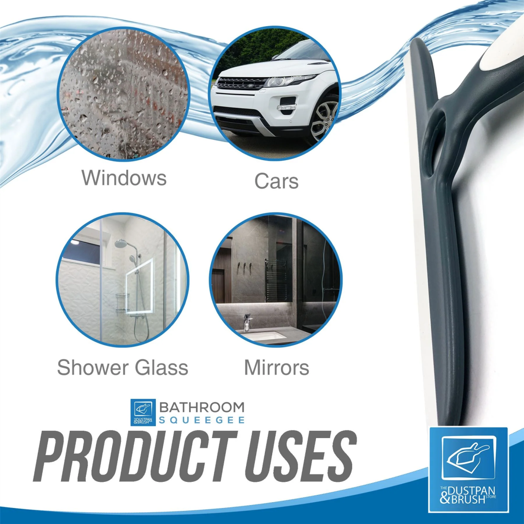 Силіконовий шкребок для скла та душових кабін Deluxe Smooth Grey Shower Squeegee with Wall Hooks
