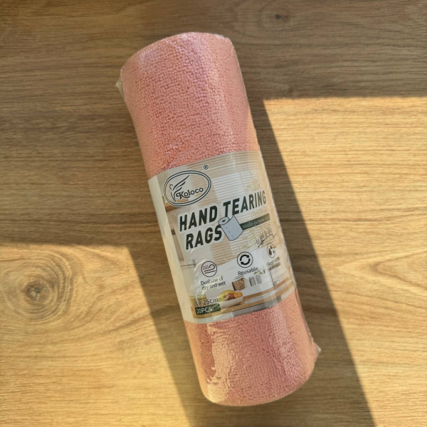 Кухонні серветки з мікрофібри відривні 25*25 см х 20шт (рожеві), 1 шт