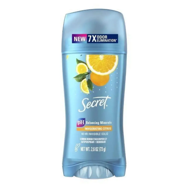 Дезодорант-антиперспірант прозорий твердий цитрус Secret Invisible Solid Invigorating Citrus, 73 г