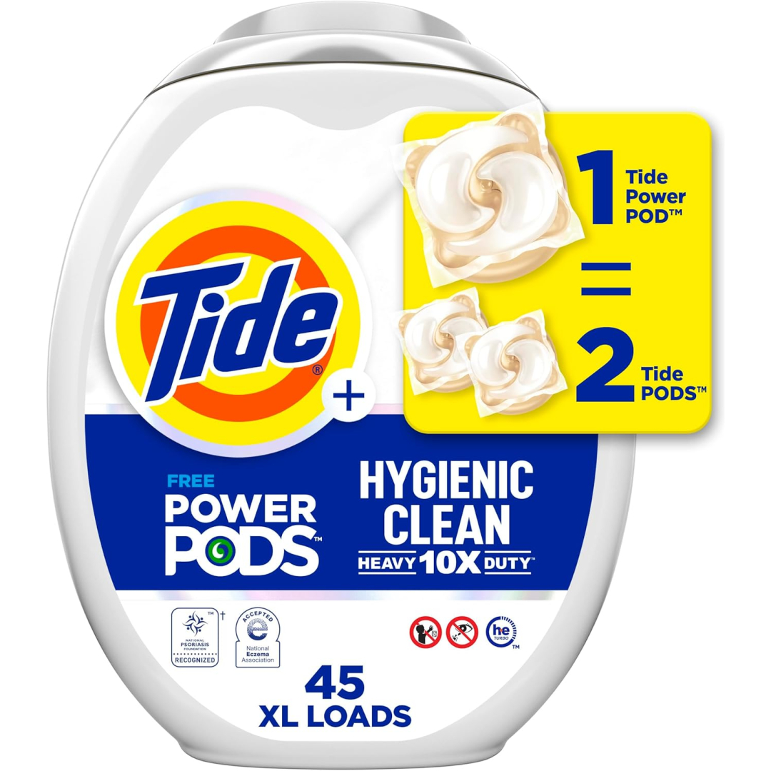 Капсули для прання великого розміру універсальні Tide Power Pods Hygienic Clean Heavy Duty 10X, 45 шт