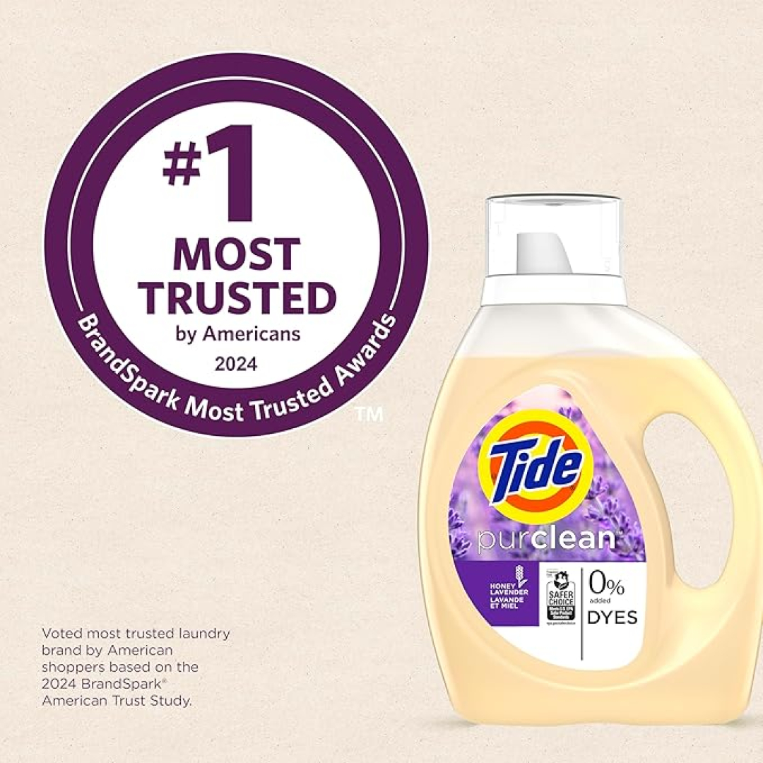 Гель для прання без барвників Tide Purclean Liquid Laundry Detergent, Honey Lavender Scent (48 прань), 1,86 л