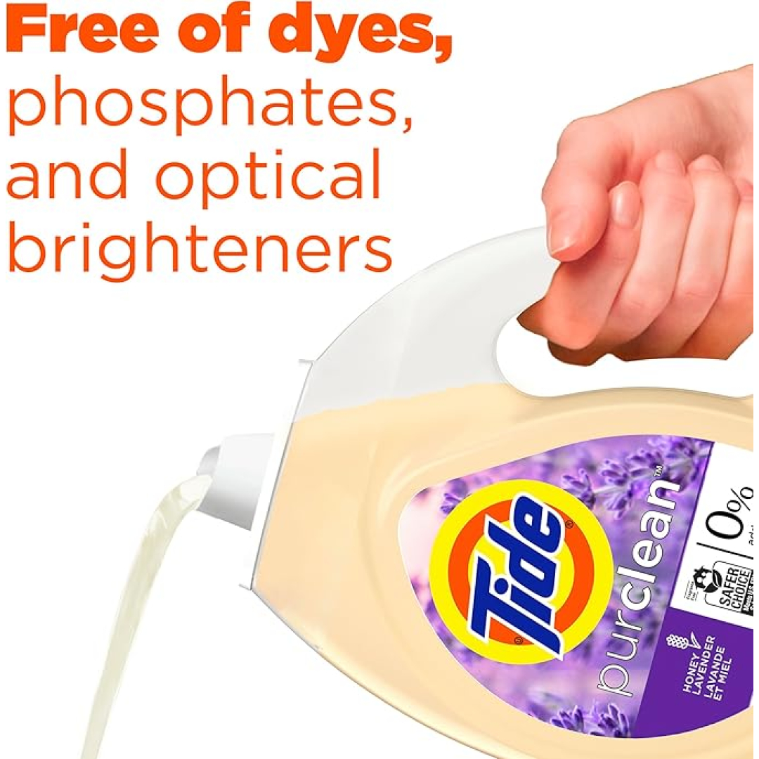 Гель для прання без барвників Tide Purclean Liquid Laundry Detergent, Honey Lavender Scent (48 прань), 1,86 л