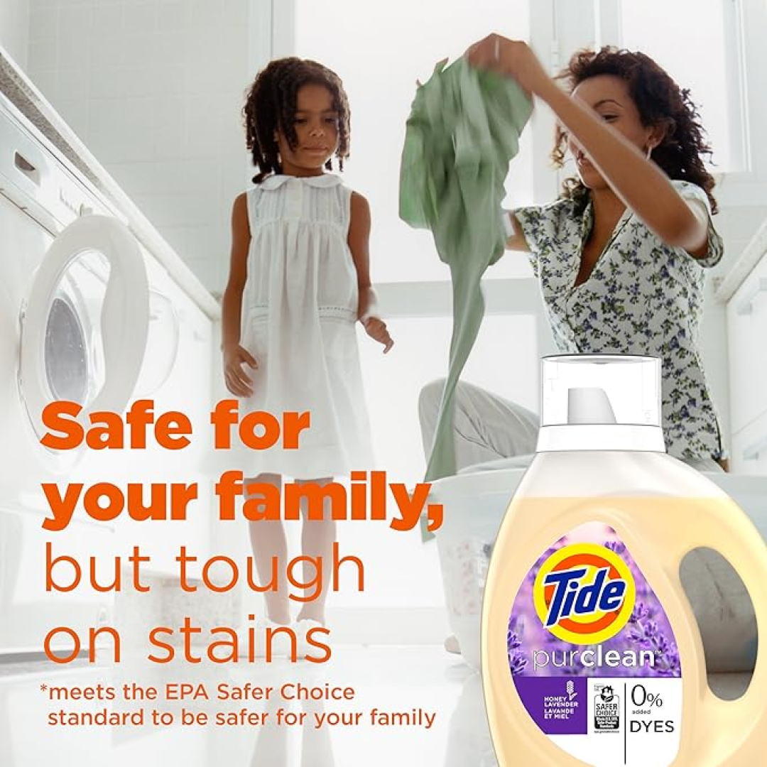 Гель для прання без барвників Tide Purclean Liquid Laundry Detergent, Honey Lavender Scent (48 прань), 1,86 л
