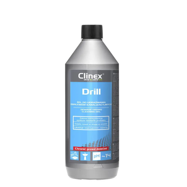 Гель для прочищення каналізаційних стоків Clinex Drill, 1л